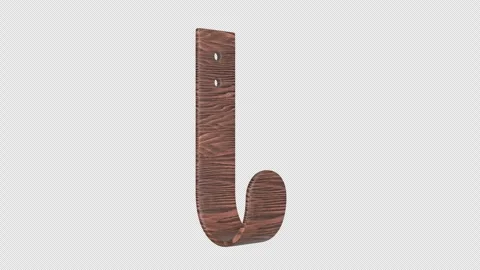 Wooden Wall Hook Rotating on a Transparent Background. Seamless Loop. 4K Video stock 306292153