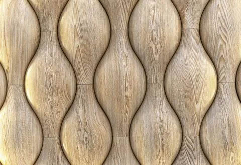 Wooden wall panel with 3D effect. Volumetric wooden texture. Stock Photos
