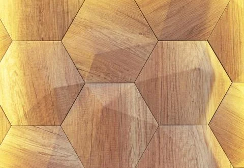 Wooden wall panel with 3D effect. Volumetric wooden texture. Stock Photos