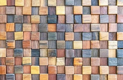 Wooden wall panel with 3D effect. Volumetric wooden texture. Stock Photos