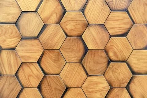 Wooden wall panel with 3D effect. Volumetric texture of oak. Stock Photos