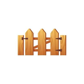 Wooden wicket gate with latch, vector wooden fence entrance from lumber boards Stock Illustration