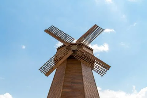 Wooden windmill Stock Photos