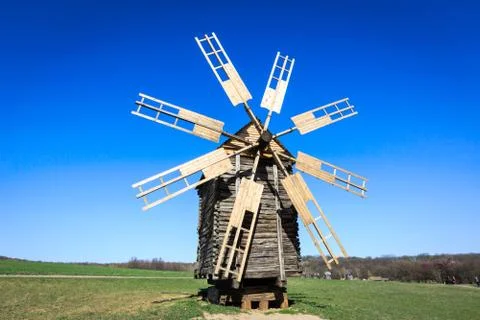 Wooden windmill Stock Photos