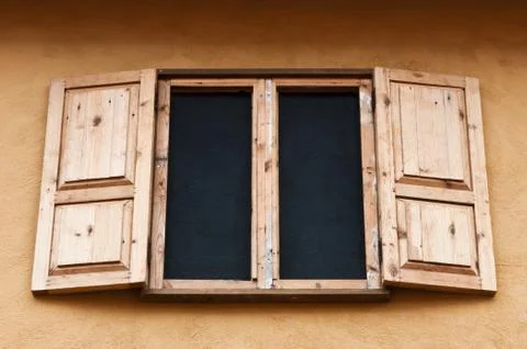 Wooden window box Stock Photos