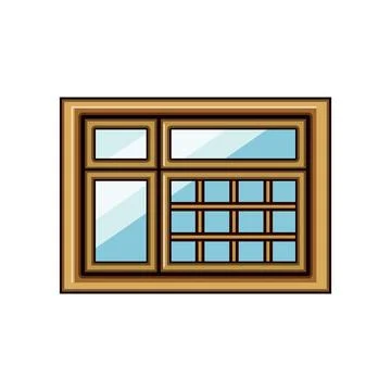 Wooden window frame design with multiple panes Stock Illustration