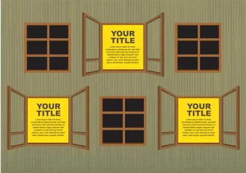 Wooden window layout designs. Stock Illustration