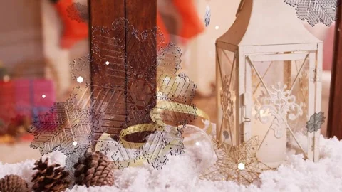 Wooden window moving into focus as camera panning right, revealing lantern, Stock Footage 339494768