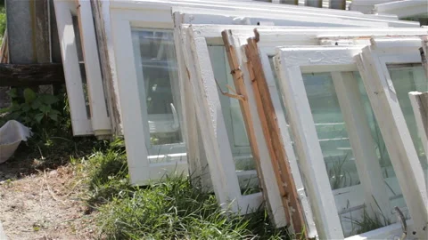 Wooden windows in the folded Stock Footage 92376753