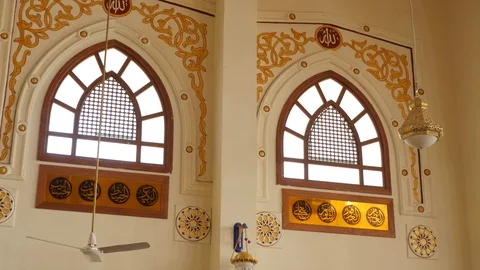 Wooden Windows in the Mosque Stock Footage 88100495