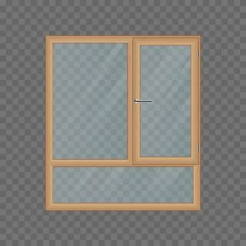 Wooden windows set vector illustration isolated on transparent background Stock Illustration