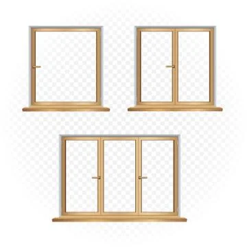 Wooden windows template set Stock Illustration