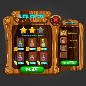 Wooden windows user interface Stock Illustration