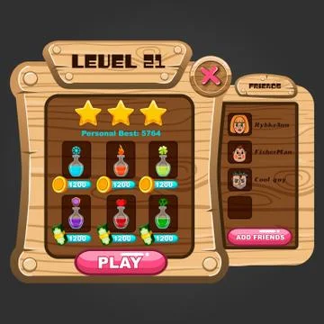 Wooden windows user interface 스톡 일러스트