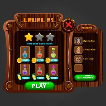 Wooden windows user interface Stock Illustration