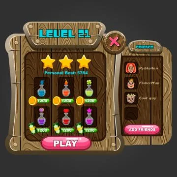 Wooden windows user interface Stock Illustration