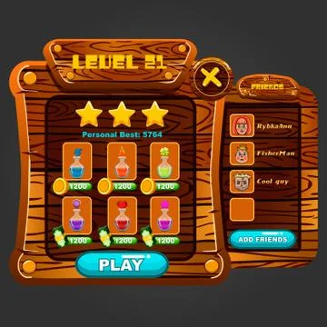 Wooden windows user interface Stock Illustration