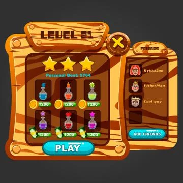 Wooden windows user interface Stock Illustration