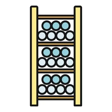 Wooden wine rack holding multiple bottles icon 스톡 일러스트