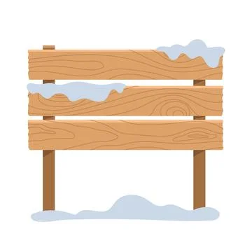 Wooden winter signpost. Rectangular sign made of planks in a flat style. Stock Illustration