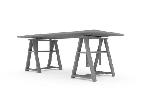 Wooden work table isolated on white background Stock Illustration