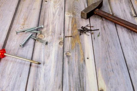 Wooden work table Stock Photos