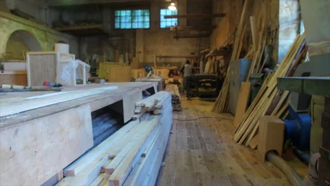 Wooden workbenches Stock Footage 224281203