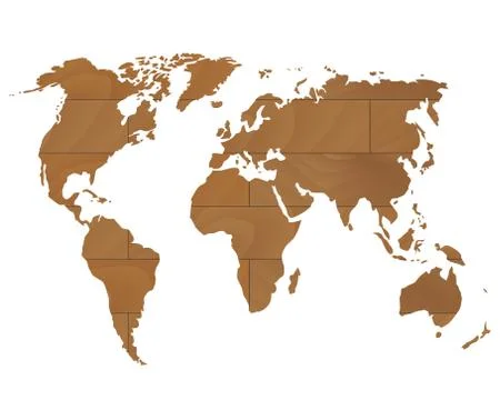 Wooden world map vector Stock Illustration