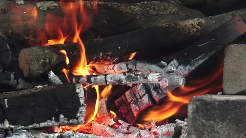 Woodfire in a fireplace Video stock 133423522