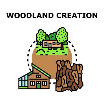 Woodland creation representing forest developing ecology Stock Illustration
