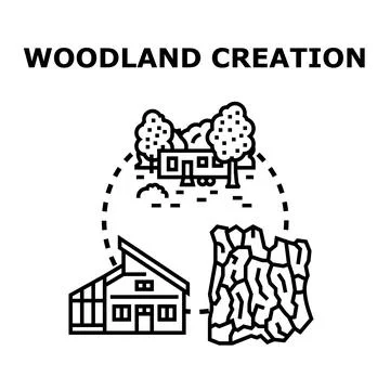 Woodland creation representing forest developing ecology Stock Illustration