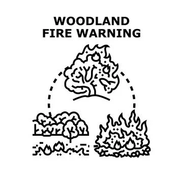 Woodland fire warning concept vector outlining environmental hazard Stock Illustration