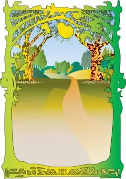 Woodland text frame Stock Illustration