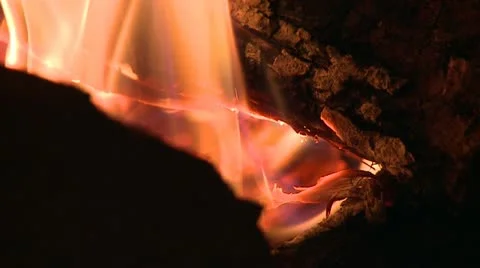 Woodlog burning Stock Footage 12762845