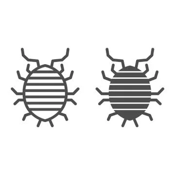 Woodlouse line and solid icon, bugs concept, Roll up bug sign on white Stock Illustration