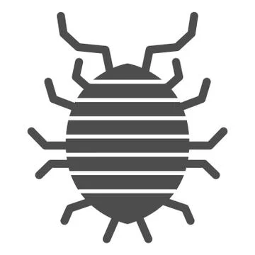 Woodlouse solid icon, bugs concept, Roll up bug sign on white background, Sowbug Stock Illustration
