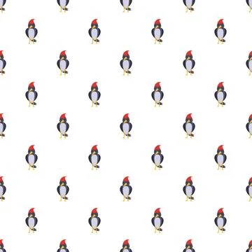 Woodpecker bird character seamless pattern repeating background Illustrazione stock