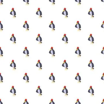 Woodpecker bird pattern with red crest seamless vector 스톡 일러스트
