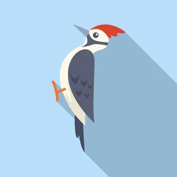 Woodpecker perching on a tree trunk illustration Stock Illustration