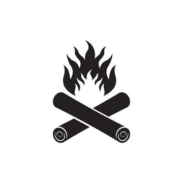 Woods and campfire. vector icon. Stock Illustration
