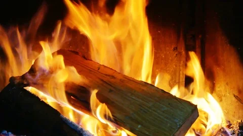 Woods burning in the fireplace Stock Footage 84063622