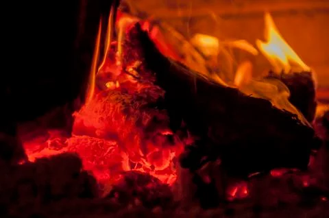 Woods in fireplace Stock Photos