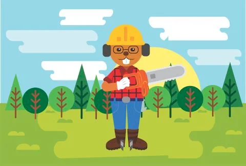 Woods Logging Operator Illustration Stock Illustration