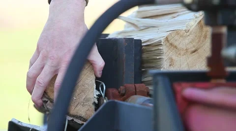 Woodsplitter closeup at work Stock Footage 49740762