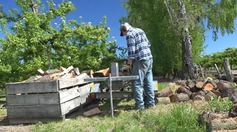 Woodsplitting time lapse elevating shot  HD Stock Footage 43325676