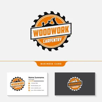 Woodwork carpentry logo design template vector Stock Illustration