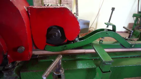 Woodwork industry machine camera pan Stock Footage 46727169