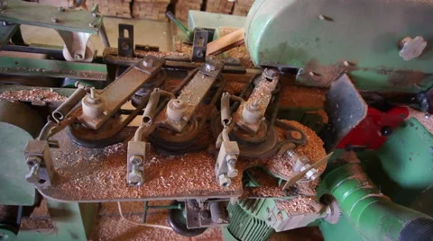 Woodwork industry machine close up shot Stock Footage 46715333
