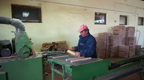 Woodwork industry male worker checking parts 2 Stock Footage 46906761