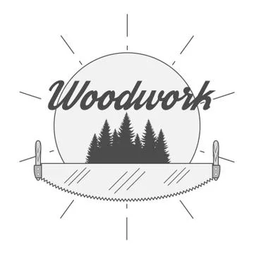 Woodwork Industry Vector Badge Stock Illustration